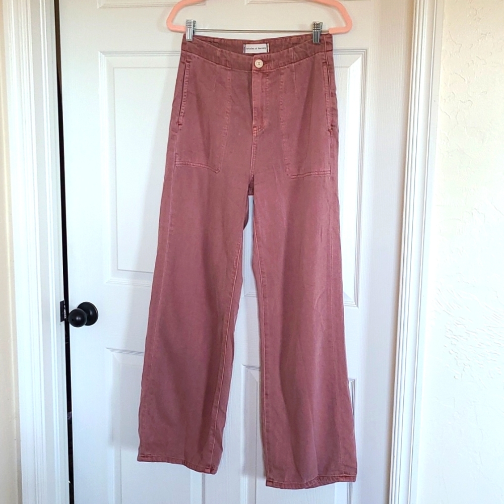 TAMMY Wide leg, high rise dusty pink jeans 27